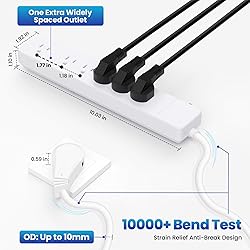Elecan 3 Prong Power Strip with 8 FT Extension