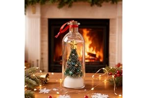 ROLPKALLER Christmas Tree Message in A Bottle,Christmas Tree Message in A Bottle Ornament,Nostalgic Snowy Scene in Bottles,Recordable Voice Keepsake & Talking Decoration,Unique Xmas Gifts (1pc)