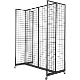 NectaCol Grid Gondola Unit, 4pcs 2'x 5' Grid wall Panels with Sturdy Frames, Gridwall Display Stand with Wheels, Craft Show Gridwall Display Rack, Art Display - Black