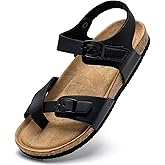 Torotto Girls Boys Sandals with Cork Footbed Adjustable Buckle Summer Slides Flip Flops Open Toes Flat for Kids Toddler