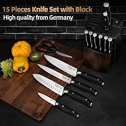 Kitchen Knife Set with Block, 15PCS Full Tang Knife