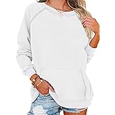 EADINVE Womens Casual Crew Neck Sweatshirt with Pockets Loose Fit Soft Long Sleeve Lightweight Pullover Tops Fall Clothes