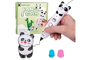 Kretrum 3D Pen for Kids | Cute Panda Low Temperature 3D Printing Pen | 3D Pen Kit with 1.75mm PCL Filament, Fingerstall, Sten