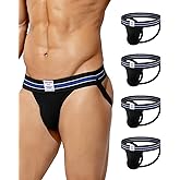 Arjen Kroos Mens Jockstrap 4 Pack Athletic Supporters 3D Pouch Jock Straps for Men with Elastic Waistband Sexy Underwear