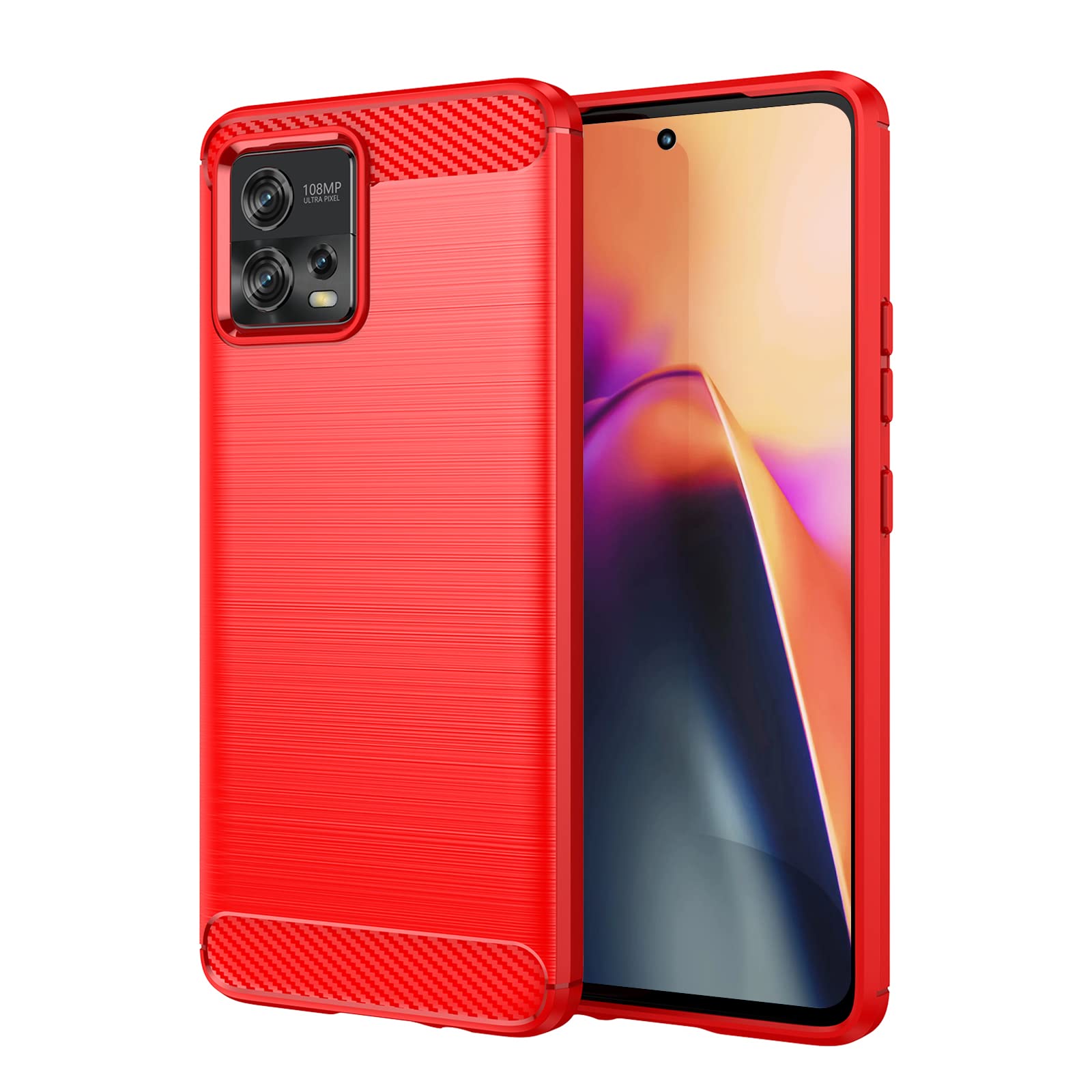 SCL Case for Moto G72 Case Motorola G72 Case [Red], Carbon Fibre Effect Gel Grip Protection Cover [Anti Scratch][Anti Collision] Case Compatible with Motorola Moto G72
