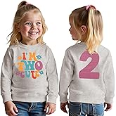 GLIGLITTR I'm Two Cute Sweatshirt for Girls 2nd Birthday Outfit for Toddler Girl 2 Year Old Birthday Party Long Sleeve Shirts
