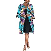 SkyWish Dashiki African Clothes Women Outfits Ankara Print Long Jacket Double Layer Ruffles Sleeve Coat Customized Clothes