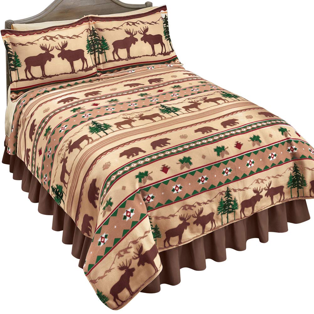 Amazon Com Collections Etc Rustic Lodge Fleece Coverlet Bedding