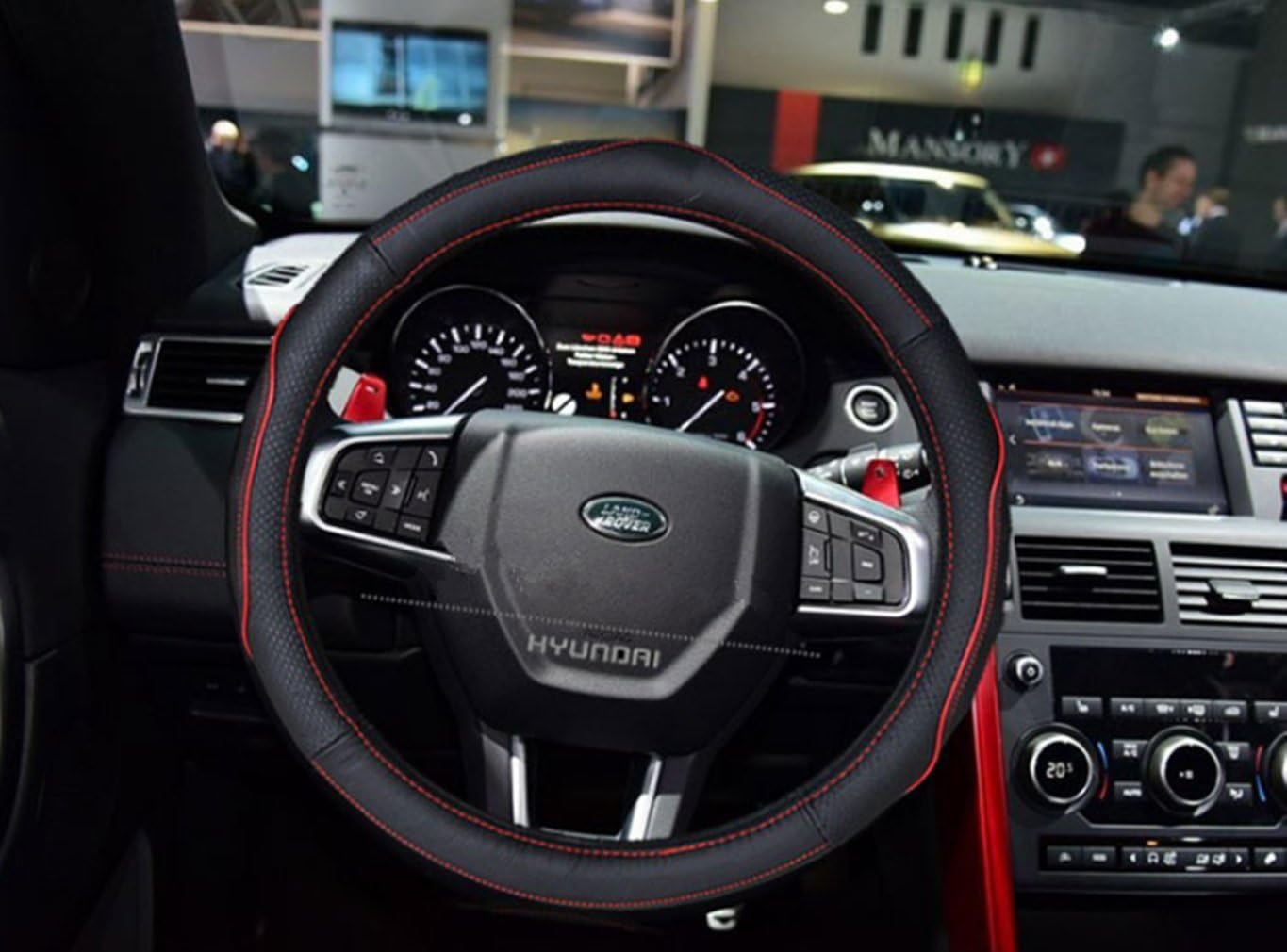 coofig Leather Hand Sewing Fashion, Breathable, Skidproof Car Steering Wheel Cover Universal 15inch (Red, Cowhide)…