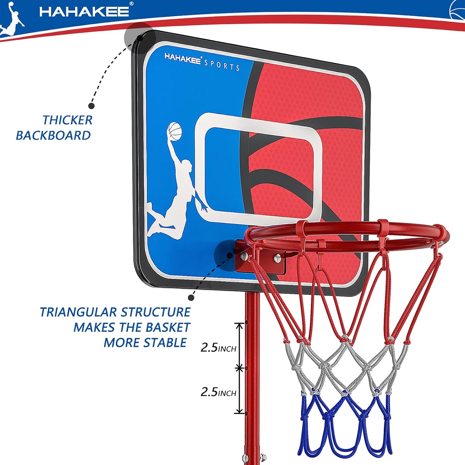 HAHAKEE Basketball Hoop for Kids,Height-Adjustable 3.2FT-5.4FT,Indoor and Outdoor for Boys and Girls,Easy Assemble: Toys & Games