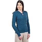 SAOL Women’s Hooded Zip Cardigan – Pure Merino Wool Irish Sweater – Warm & Breathable Outer Layer
