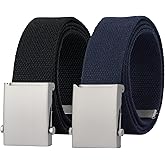 JASGOOD 2 Pack Canvas Web Belt for Men Adjustable Cloth Fabric Military Belt with Metal Buckle