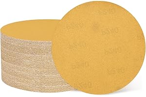 HARFINGTON 100 Pcs 5 Inch Sanding Discs, 240 Grit Hook and Loop Sandpaper, No-Hole Aluminum Oxide Round Sanding Paper for Woo
