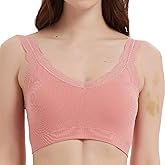Coobie Women's Seamless Lace Strap Mastectomy Bra Bralettes for Women V-Neck Full Coverage Lounge Bra