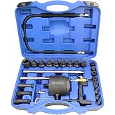 DPTOOL Universal Pneumatic Diesel Fuel Injector Puller Tool Kit 28pcs | Injector Remover Extractor with Impact Air Tool Injector Puller Extension Rods FOR Benz for Bosch for Siemens Diesel Engine