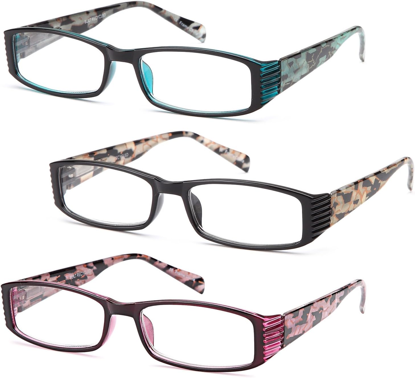 GAMMA RAY 3 Pairs Quality Readers Spring Hinge Reading Glasses