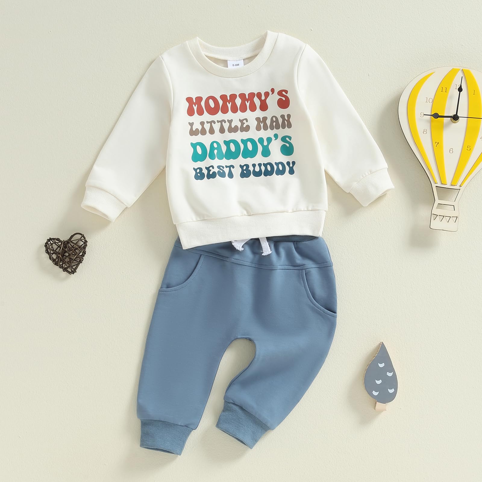 Sejardin Toddler Baby Boy Fall Winter Clothes Mamas Little Boy Outfit Letter Long Sleeve Sweatshirts and Jogger Pants Set