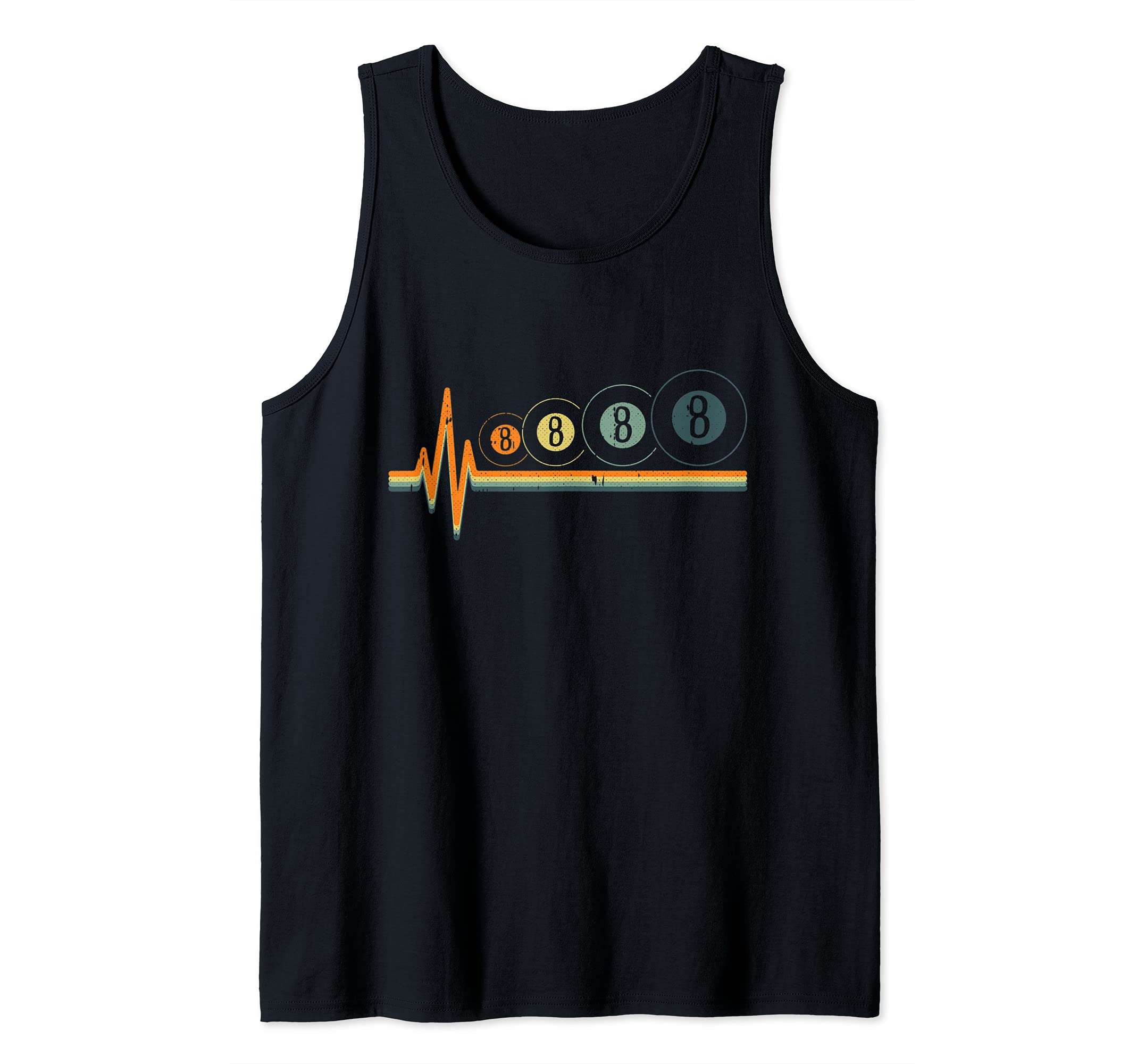 8 Ball Billiards Retro Heart-beat Sports Pool Snooker Player Tank Top