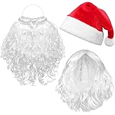 Bcxfbxd 3 Pcs Santa Hats Beard Wigs Christmas Costume Accessories Set for Adult Santa Claus Hair for Christmas Cosplay Party