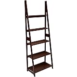 Amazon Basics Modern 5-Tier Ladder Bookshelf Organizer, Solid Rubberwood Frame - Espresso Finish
