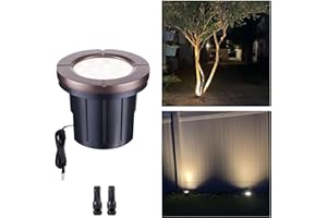 Varmtalys Landscape Well Lights, LED Low Voltage Ground Lights Outdoor, 12V IP67 Waterproof, Bright Wired Aluminum ORB for Driveway Walkway Path Tree 6W 580LM