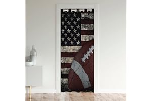 Erosebridal American Flag Door Curtain For Doorway Privacy, Boys Football Blackout Curtain 34''W X 80''L Soccer Sports Games Door Drape United States Federations Stars Stripes Curtain