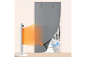 HOMWMPA Thermal Insulated Door Curtain Fits Door Size 36" x 80", Curtain Size 39" x 82", Weatherproof Oxford with Thickened Cotton Fill, Keep Cold Out & Save Energy, Drill-Free Easy Installation, Gray