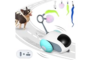 MEINV Remote Control Smart Electric Cat Toy Car, Interactive Cat Toys for Indoor Cats, Teazys Cat Toy Turbo Tail 2.0, Automatic Moving Mouse Cat Chase Toys for Bored Indoor Adult Cats Kittens