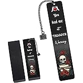 Dark Romance Merch Metal Bookmarks: Skull Rose Book Mark Clips with Charm, Enemies to Lovers Page Marker Reading Women, Bookish Gifts for Birthday Halloween School Office Supplies