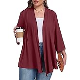 OLRIK Women's Plus Size 3/4 Sleeves Lightweight Cardigan 2026 Spring Open Front Shrugs