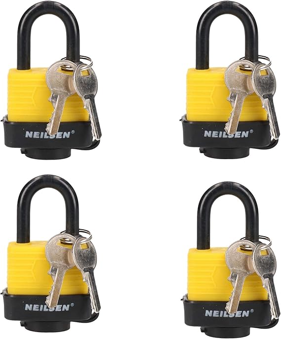 4 Keyed Alike 40mm Water Resistant Waterproof Padlocks 4 Locks 8 Keys