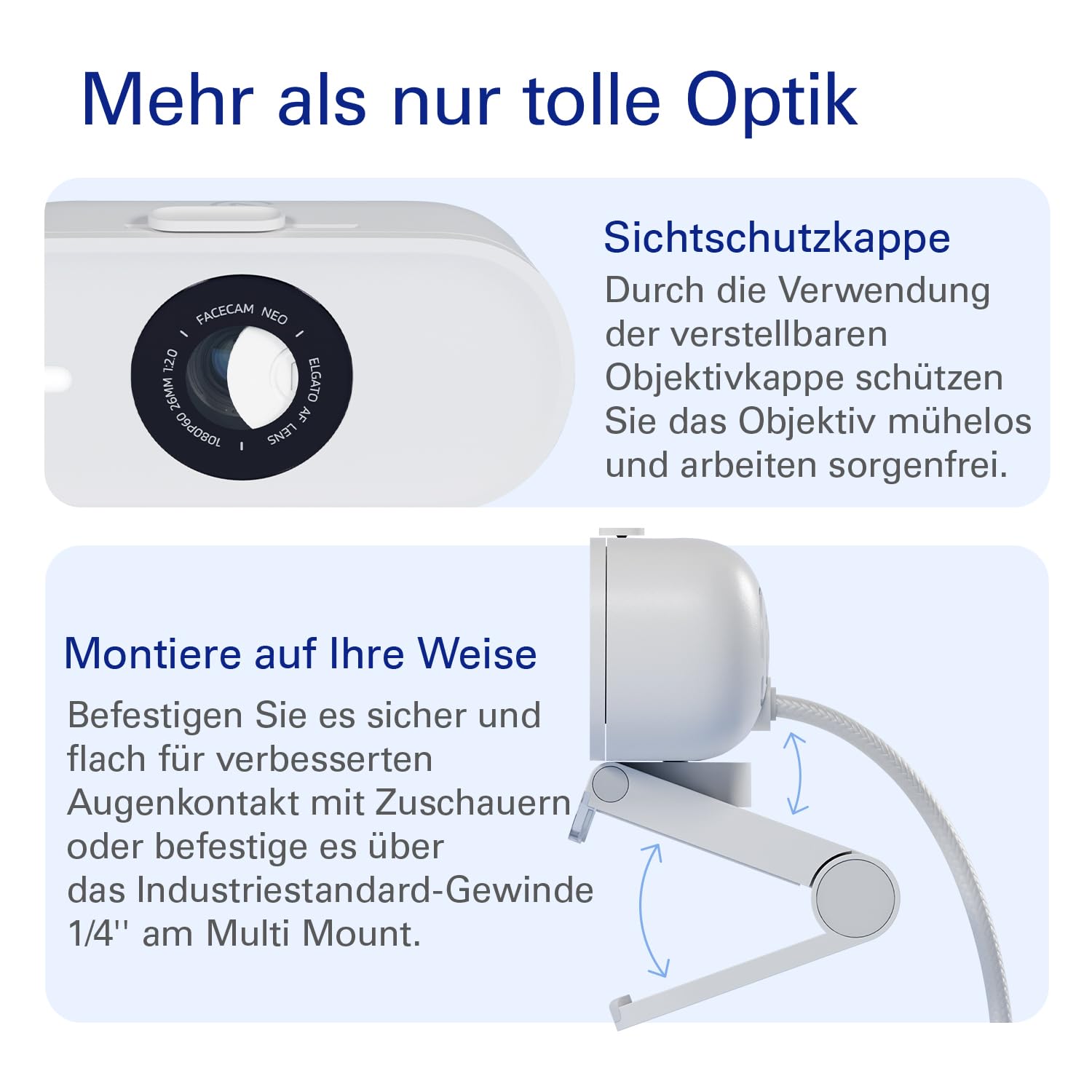 Elgato Facecam Neo, Full-HD-Webcam mit Sichtschutz 6