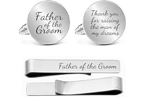 JUPPE Father of The Bride Cuff Links Tie Bar Set Personalized Wedding Cufflinks Gift for Dad Groom Father Husband