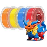 Creality 3D Printer RFID Filament Bundle, Hyper PLA Filament 1.75mm for 3D Printing, Hyper PLA RFID Filament No-Tangling High Precision, 1KG(2.2 lbs) Spool (Orange+Yellow+Blue+Red)
