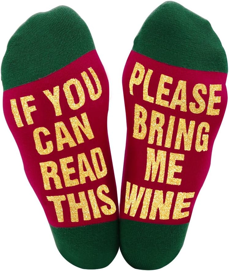 Best Gift Woman Causal Socks Christmas Socks If you can read this Christmas Gift for Lover,friends, Mom and father Cotton Xmas socks (BELDZ003, GREEN)