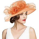 RZTA Women's Kentucky Derby Church Dress Hat Wide Brim Leaf Flower Bridal Shower Hat
