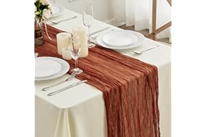 EUHAMS Cheesecloth Table Runner - 13.3Ft Boho Gauze Cheese Cloth Table Runner 35x160 Inch Long Romantic Sheer TableRunner for Seasonal Autumn Bridal Baby Shower Party Table Decoration