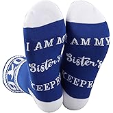 CENWA 1 Pair Blue and White Socks I’m My Sister’s Keeper Sorority Sister Gift