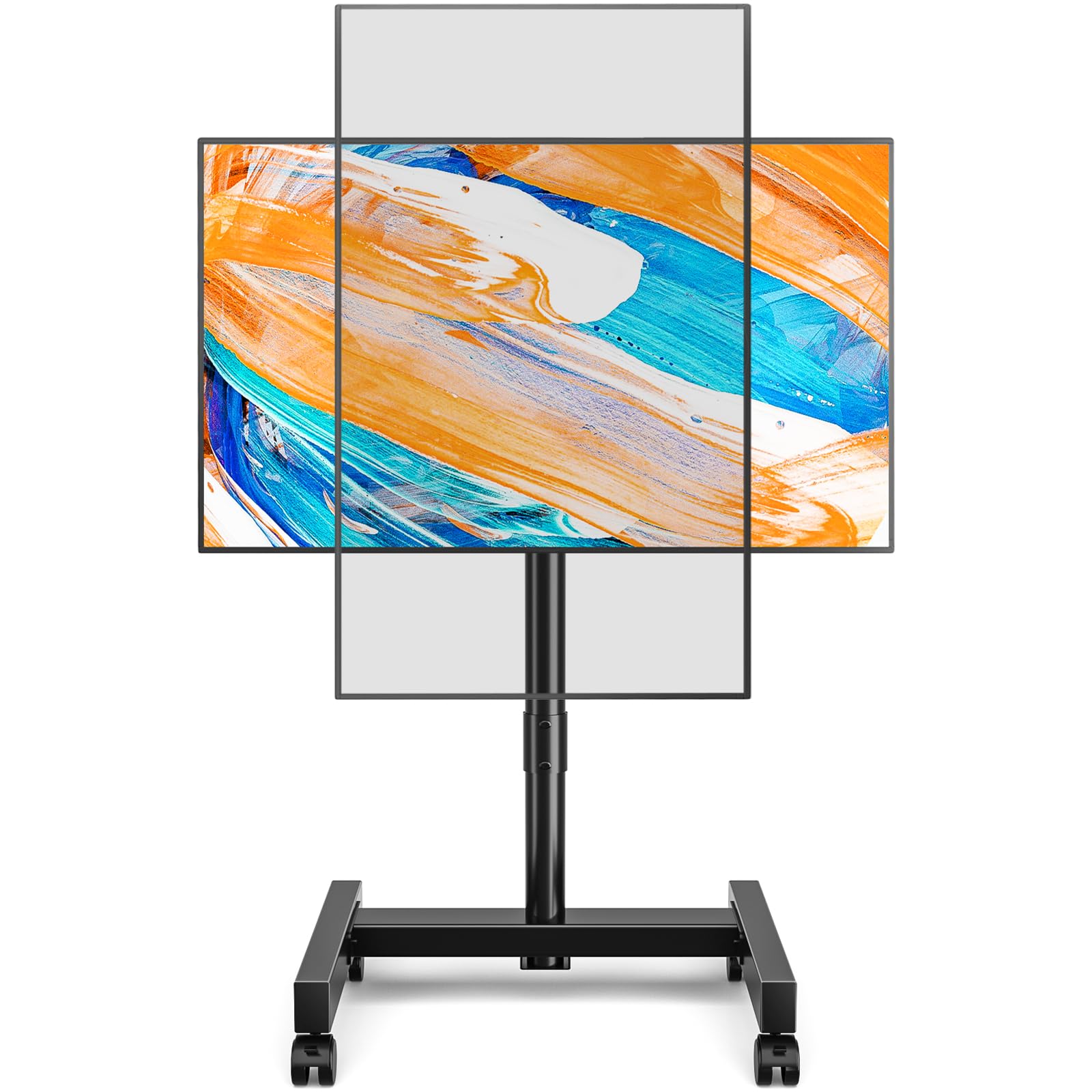 TVON Height Adjustable Corner TV Stand on Wheels for 13-50 Inch TVs, Max. VESA 200x200mm, up to 20kg, Black