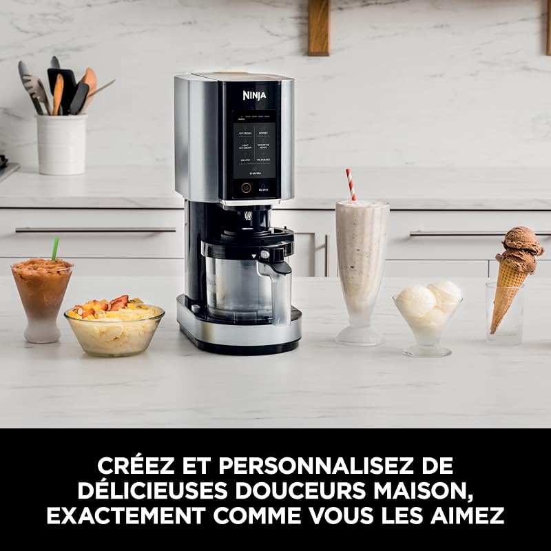 CREAMi machine à crème glacée et à desserts glacés, 1,4L, Noir/Argent