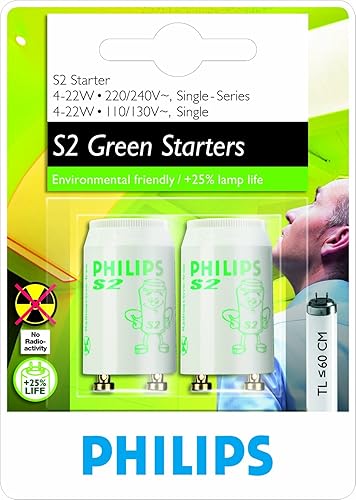 Pack of 2 Philips S2 Starter for Fluorescent Tubes Lamps - S2 4-22W SER ...