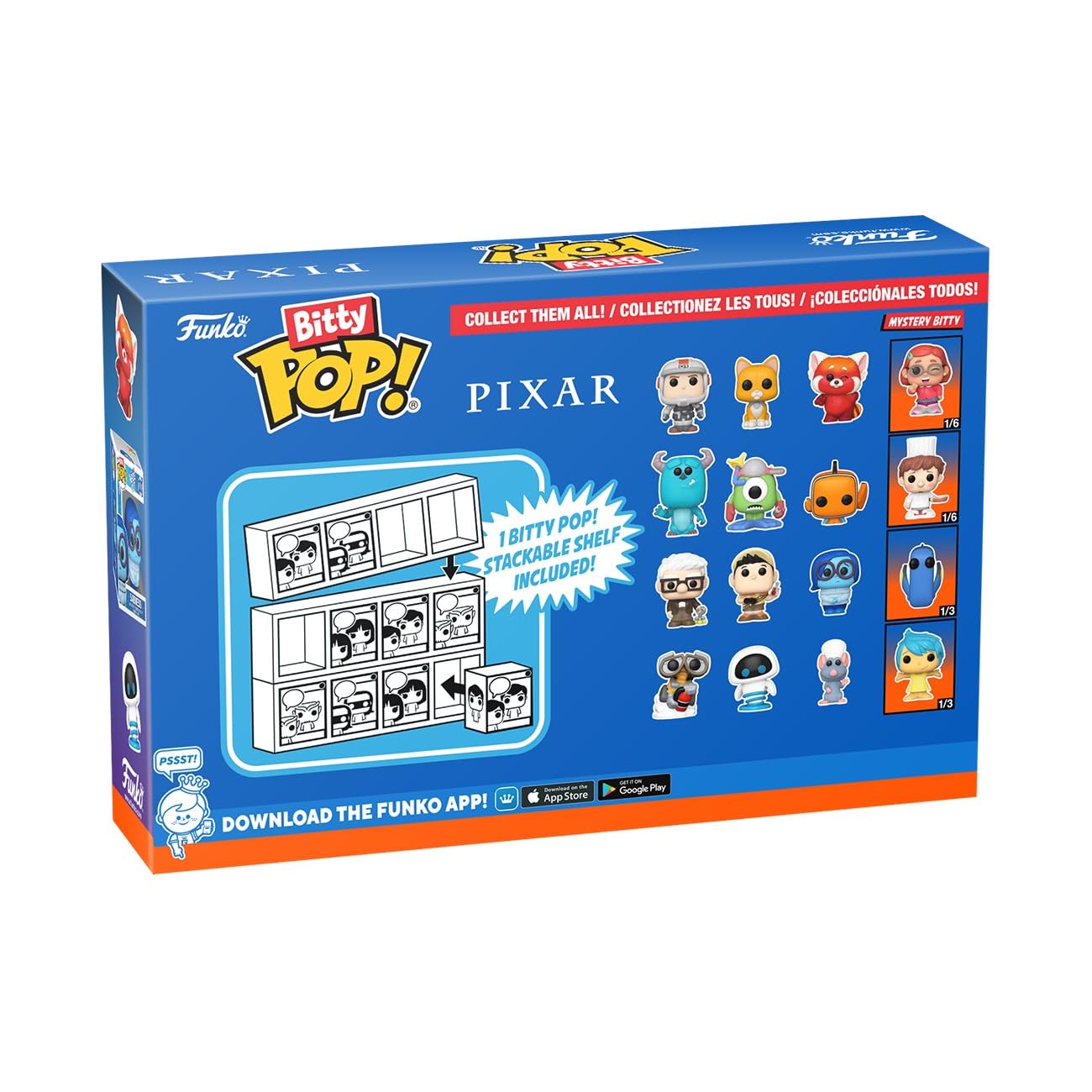 Funko Pop Bitty: Pixar Mini Collectible Toys 4-Pack - Wall-E, EVE, Remy, & Mystery Chase Figure - (Styles May Vary) and A Surprise Mystery Mini Figure - 0.9 Inch (2.2 Cm) - Pixar Collection
