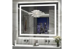 SHUAFA LED Mirror for Bathroom, 40x36 Inch Backlit + Front Lighted Bathroom Mirror with Lights, High-Density Double Light Str