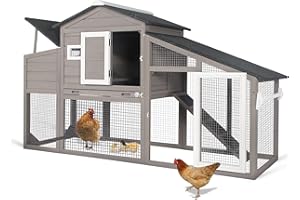 Ketive Chicken Coop Large Wooden Chicken Tractor - with Wheels Waterproof Outdoor Hen House Poultry Cage Back Yard Chicken Coops with Run, Laying Boxes and Secure Enclosure (Sloping Roof)