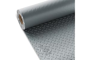 TRIPOWER Heavy-Duty Diamond Plate PVC Floor Mat - 7.5 x 17 FT, Anti-Slip and Waterproof Garage Flooring Roll for Under Car, Garage, Kitchen, Shop, Trailer, Porch, Grey