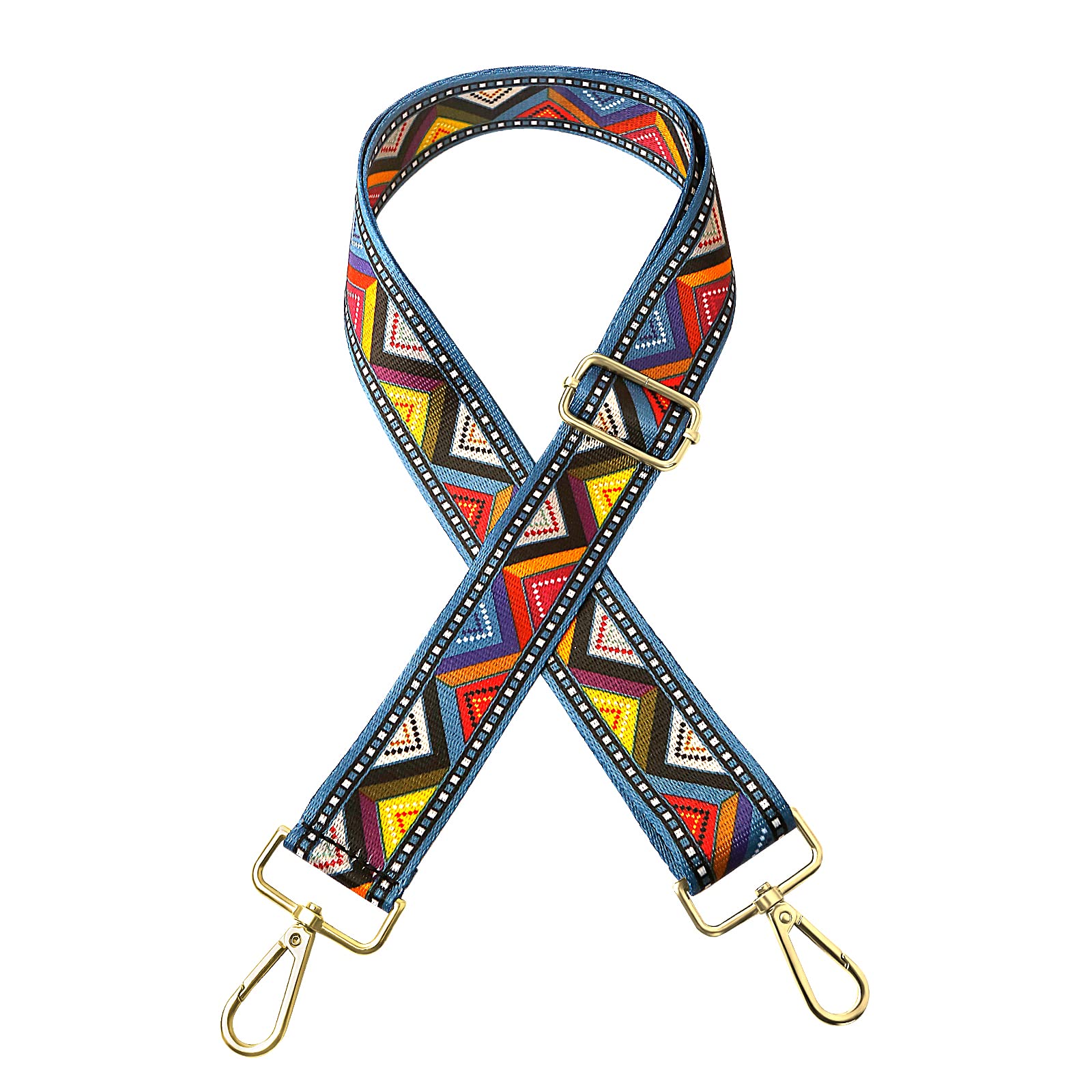 Juliyeh Wide Shoulder Strap, Adjustable Purse Strap,Colorful Replacement Bag Belt For Crossbody Handbag Canvas Bag (Triangle Pattern), Blue, 80Centimeter - 130Centimeter