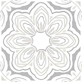 FloorPops Gray Morris Peel and Stick Floor Tiles, Medallion Vinyl Floor Tiles, Water Resistant, 12 in x 12 in, Pack of 10