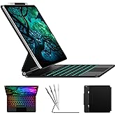 typecase Edge Keyboard Case for iPad Air 13-inch(M3/M2, 2025/2024) & iPad Pro 12.9-inch(6th/5th/4th/3rd Gen), Magic Keyboard with 11-Color Backlight, Multi-Touch Trackpad, Pencil Holder, Black