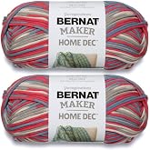 Bernat Maker Home Dec Bulky Yarn for Crocheting, Nautical Varigates, 2-Pack | #5 Bulky Yarn, 72% Cotton 28% Nylon, Soft Tubular Yarn for Crochet, Knitting, Bags &amp; Home Decor, 317yds, 250g/8.8oz per skein
