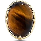 xinpeng Natural Stone Adjustable Finger Rings Semi Precious Oval Shaped Gemstone Jewelry For Women Anniversary Birthday Wedding Gift